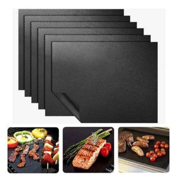3 db fekete grill alátét szett 40x33cm tapadásmentes