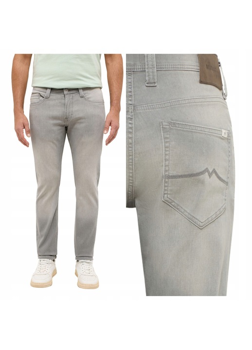 Férfi szűkített farmer, Mustang, 31/32-es méret, Szürke, Oregon Slim modell, Slim fit szabás kúpos kialakítással, Modern alacsony derék, 5 praktikus és biztonságos zsebbel ellátva