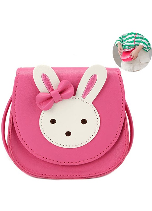 Crossbody táska masnival, PU válltáska gyerekeknek és lányoknak, rózsaszín piros