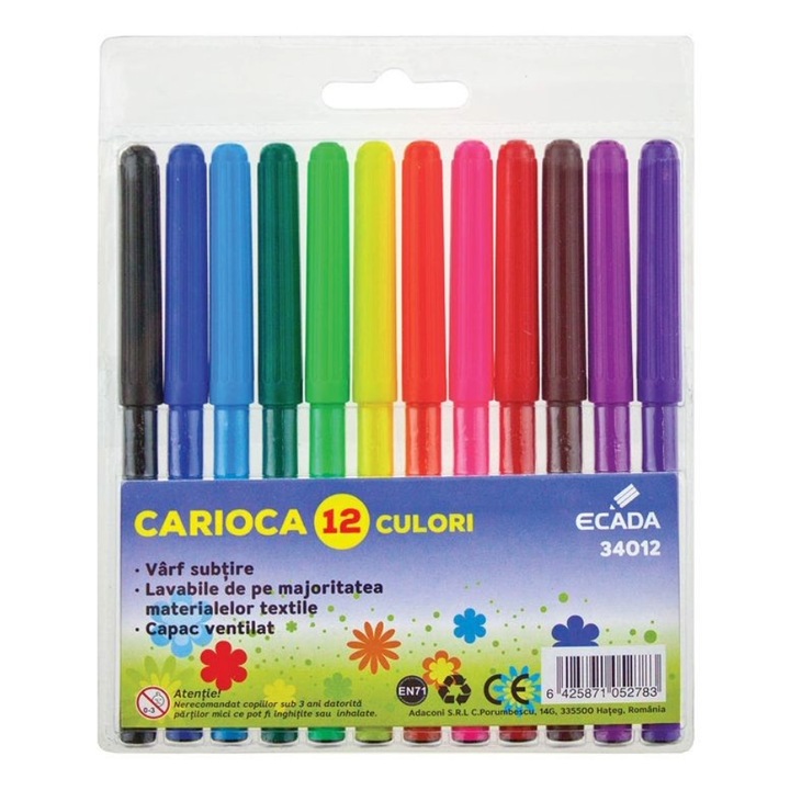 Carioci Multicolor, cu varf subtire si corp rotund Ecada® sku28