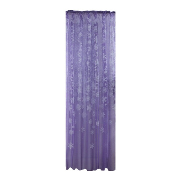 Karácsonyi Voile Függöny, Hópelyhek, 80x200cm, Fehér