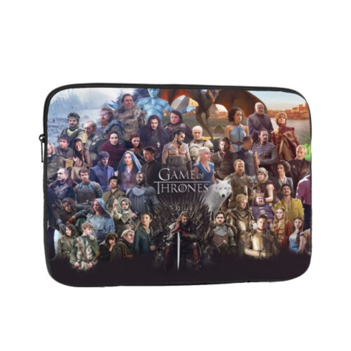 Game of Thrones laptop tok, fekete, 10x12x13x15x17 inch, kiegészítő zsebbel, ütésálló