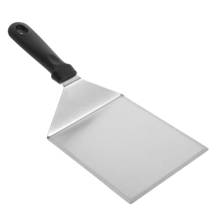 Rozsdamentes acél spatula, 31x13x8cm, nyéllel, főzéshez és grillezéshez