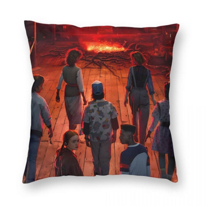 Patura perna multifunctionala Stranger Things, 2 in 1, rosu, 40x71 inch