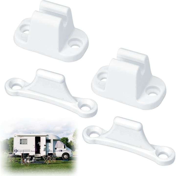 Sistem incuietoare usi rulota, alb, plastic rezistent, set 2 buc