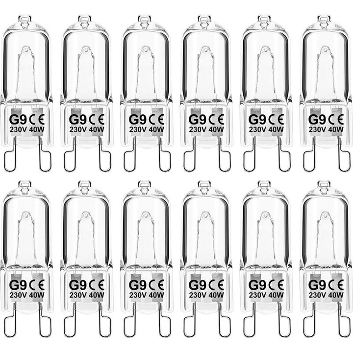 12 db G9 40W 230V halogén izzó készlet, meleg fehér, 4x1.25cm, dimmelhető