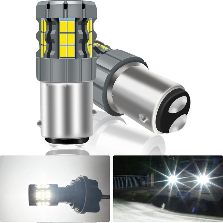 2 db 1157 P21 5W LED izzó csomag, fehér, féklámpához, helyzetjelzőhöz, nappali menetfényhez