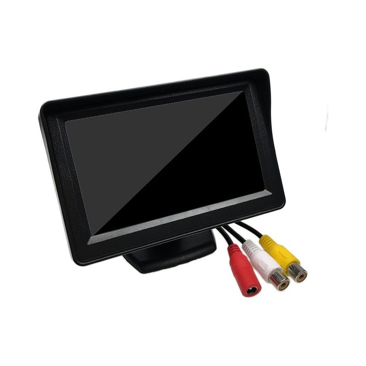 Autó monitor 4.3 inch, felbontás 480x272, állítható szög, fekete