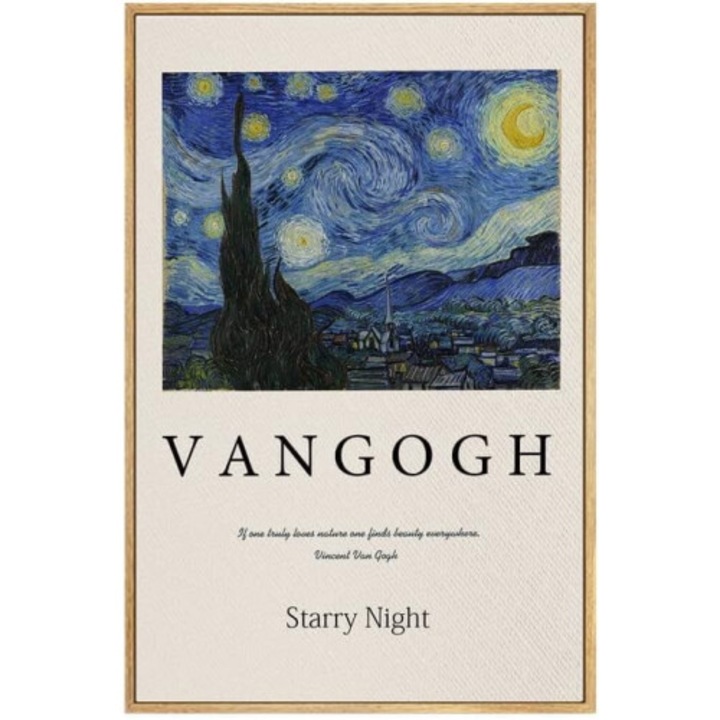Tablou canvas Van Gogh Starry Night, imprimare HD, natural, 30x40cm