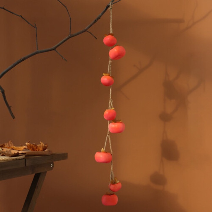 Ghirlanda fructe artificiale persimmon rosu 85x6cm decor toamna