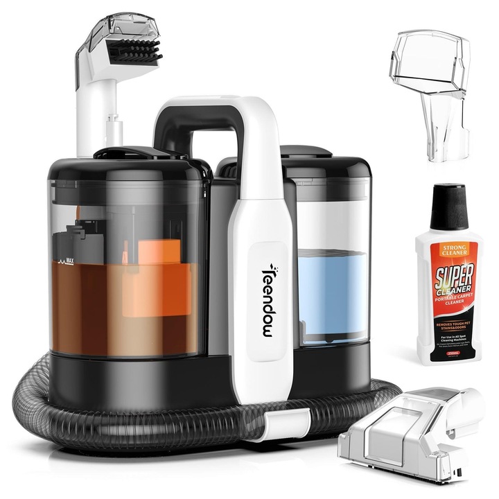 Teendow C5 Kárpittisztító Gép, Permetezés + Extrakció + Szívás, 450W, 11kPa Szívóerő, 1500ml/790ml Tartályok, 5m Kábel, Kanapékhoz, Szőnyegekhez, Matracokhoz és Autókhoz