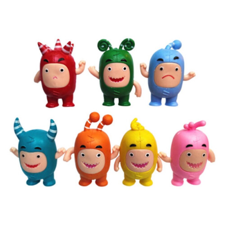 Oddbods figura készlet, 7 db, PVC, többszínű, 7 cm