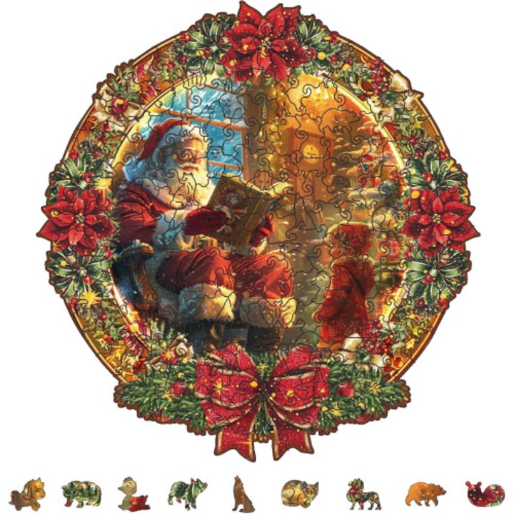 Karácsonyi fa puzzle 200 darabos, színes állatfigurák, 27x28cm