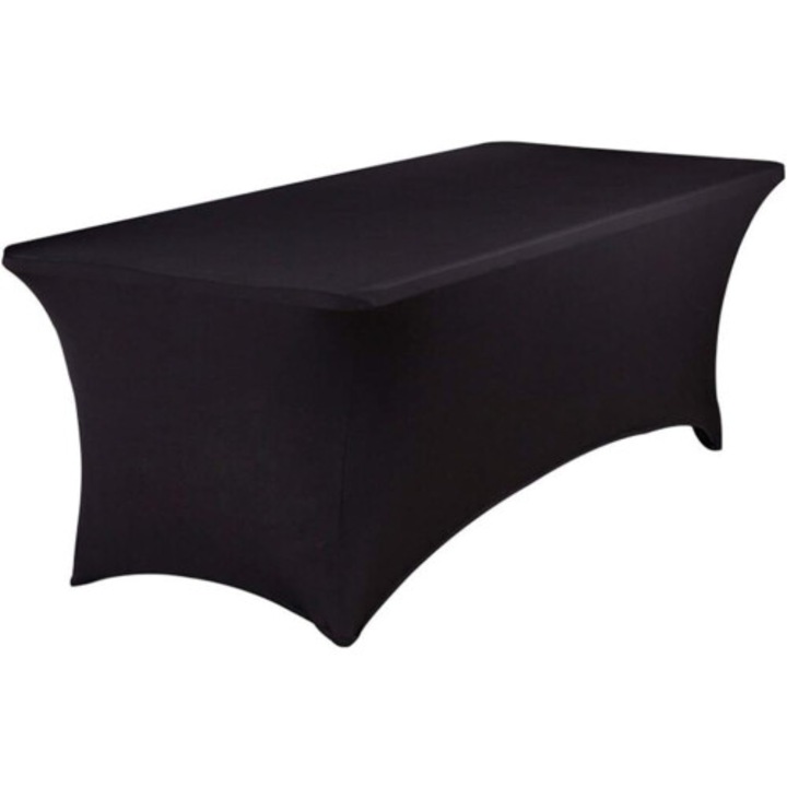 Stretch spandex asztalterítő 8FT asztalhoz, gyűrődésálló, fekete