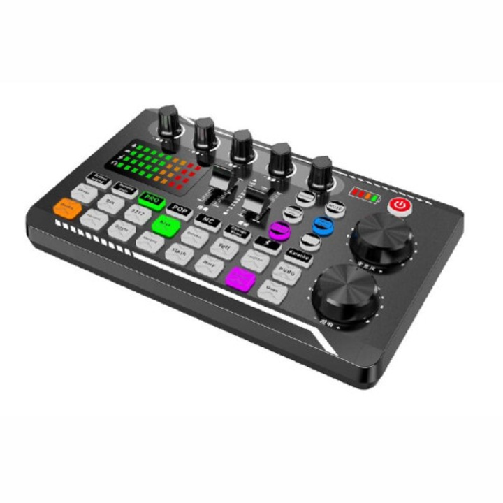 F998 audio interfész, fekete, 190x11.8x28mm, multifunkcionális, USB