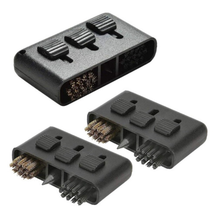 Set 3 perii pentru curatare crosete golf, negru, compact