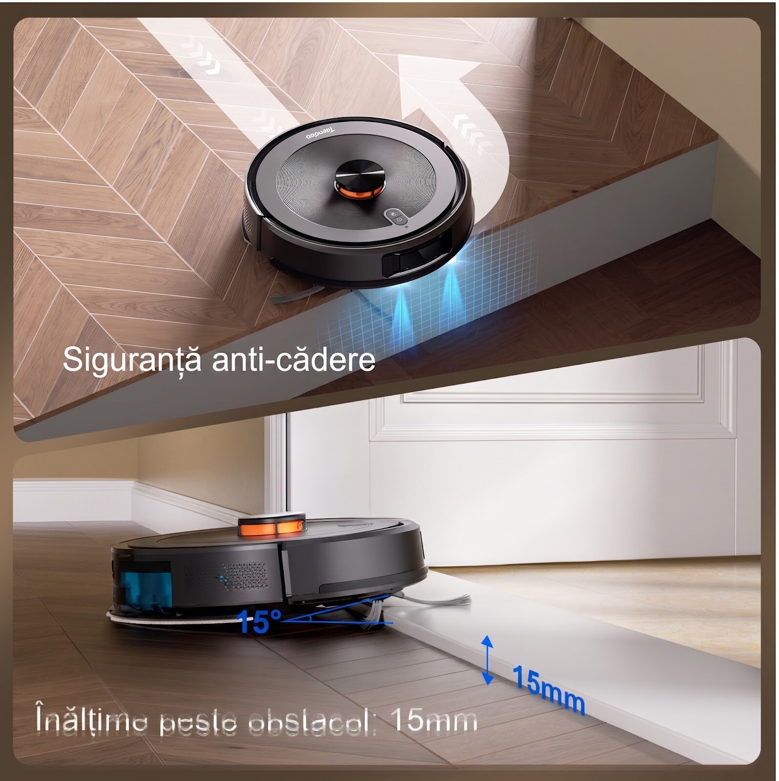Robot Aspirator si Mop Teendow D10S, 5000Pa, Navigatie Laser LDS, Carpet Boost, Compatibil Tuya/Google/Alexa, Wi-Fi, Control Vocal