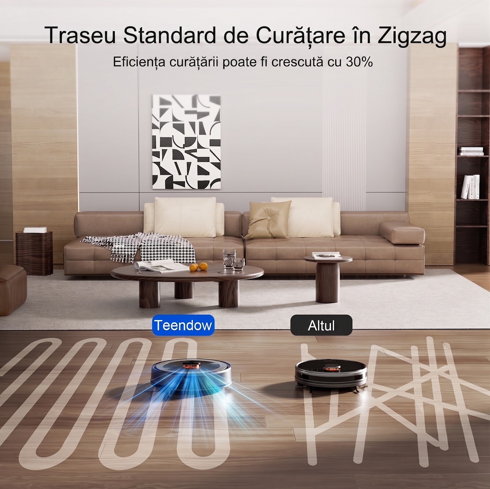 Robot Aspirator si Mop Teendow D10S, 5000Pa, Navigatie Laser LDS, Carpet Boost, Compatibil Tuya/Google/Alexa, Wi-Fi, Control Vocal