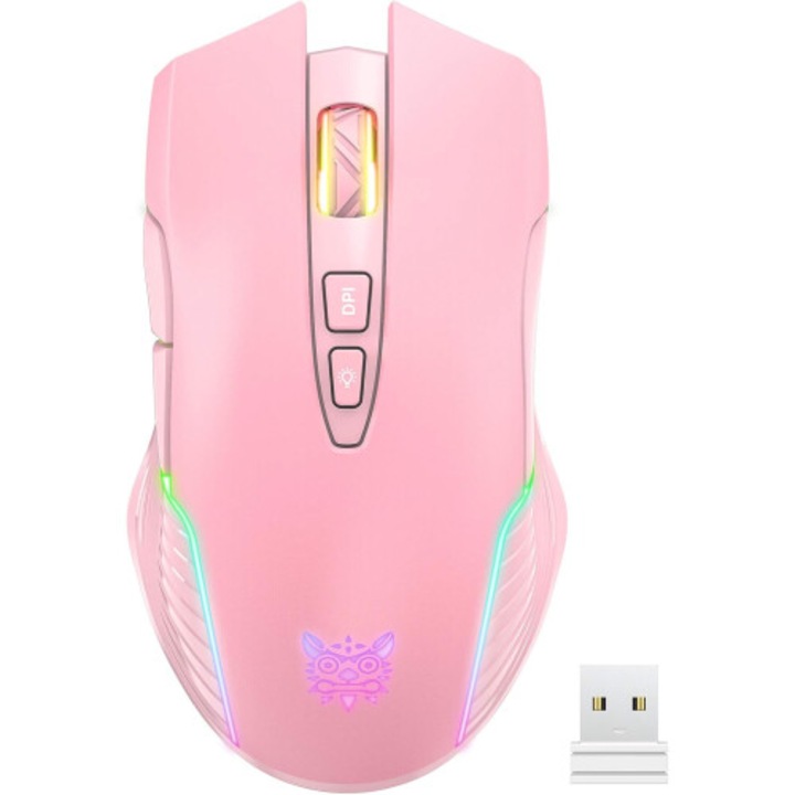 Безжична ергономична геймърска мишка, 5 нива DPI, RGB осветление, черна