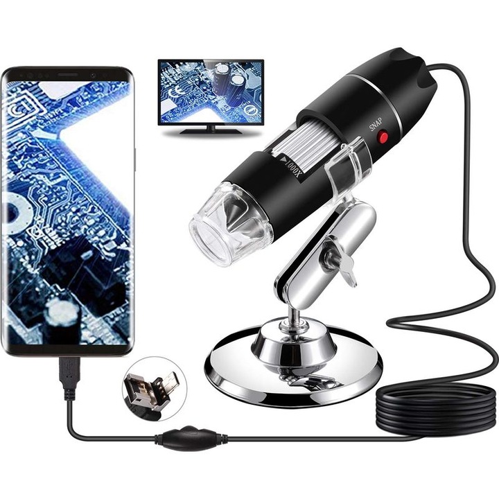 USB цифров микроскоп, 40X-1000X, LED осветление, преносим
