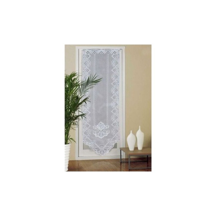 Hímzett függöny, 60x180cm, fehér, poliészter, félig átlátszó