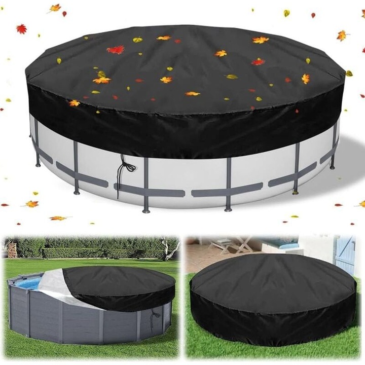 Kerek medencevédő huzat 210x90cm fekete, Oxford 210D PVC anyag