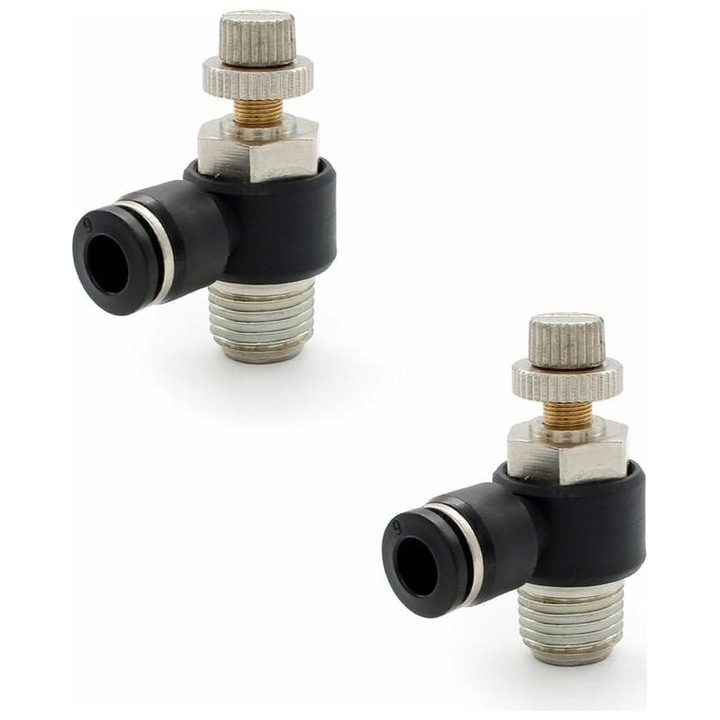 Set 2 supape gaz SL, cuplare rapida, cupru, negru-argintiu, 38.3g
