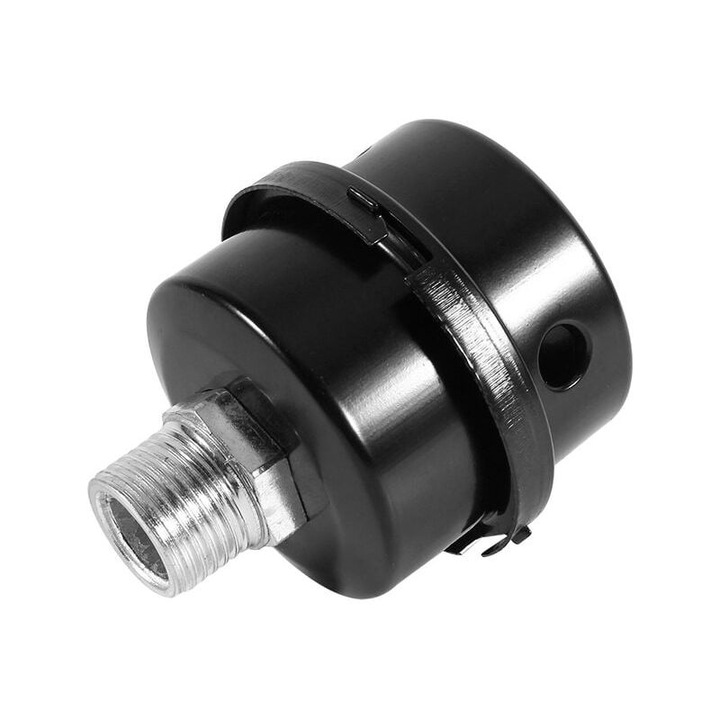 Filtru silentios pentru compresoare aer fara ulei, filet 1/2 inch, metalic, rosu