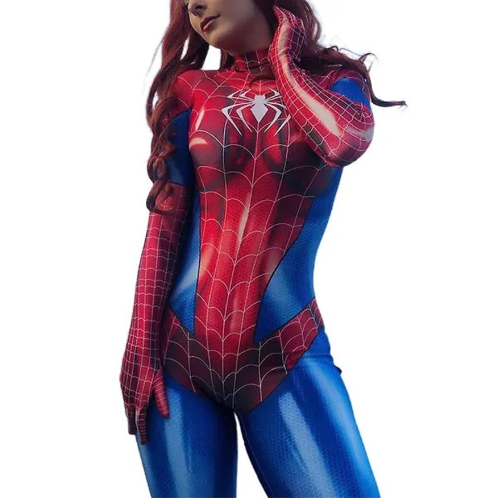 Costum cosplay Spider-woman, catsuit elastic, negru, S-3XL