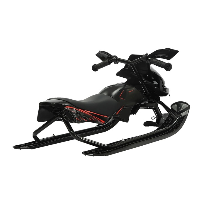 Gyermekszánkó, ergonomikus, strapabíró, fekete, 3 síléc, 80kg