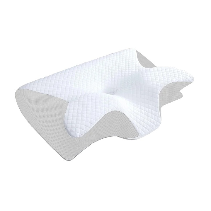 Ergonomikus nyakpárna, memóriahab, fehér, 100% poliészter, 0.5-1kg