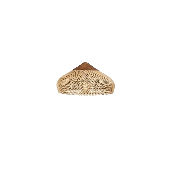 Félmennyezeti lámpa, art deco rattan design, bézs, 60x30cm