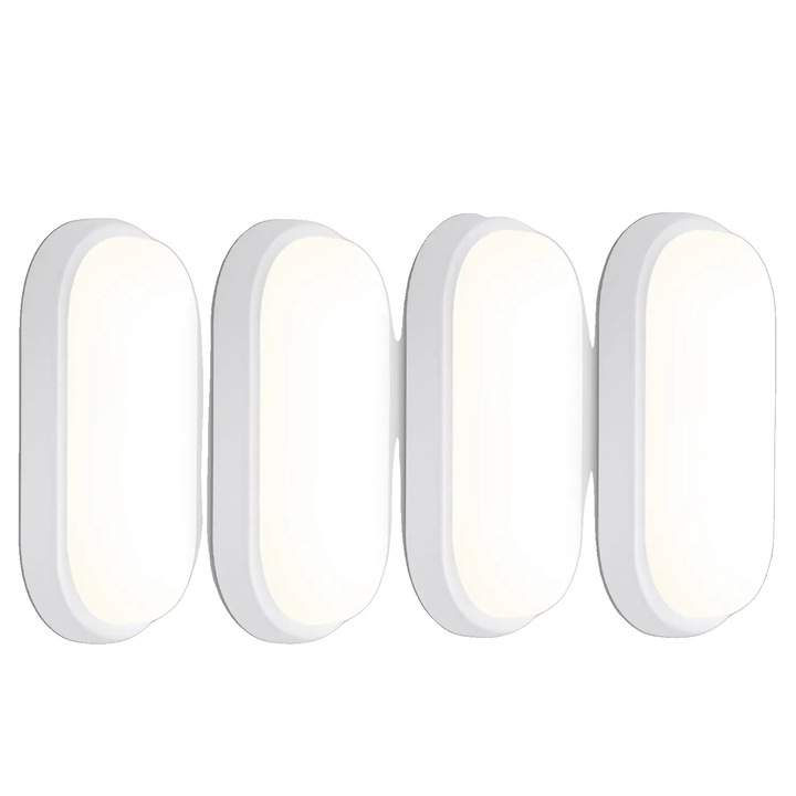 Комплект от 4 LED плафониери 18W, IP65, овални, бели, 220-240V