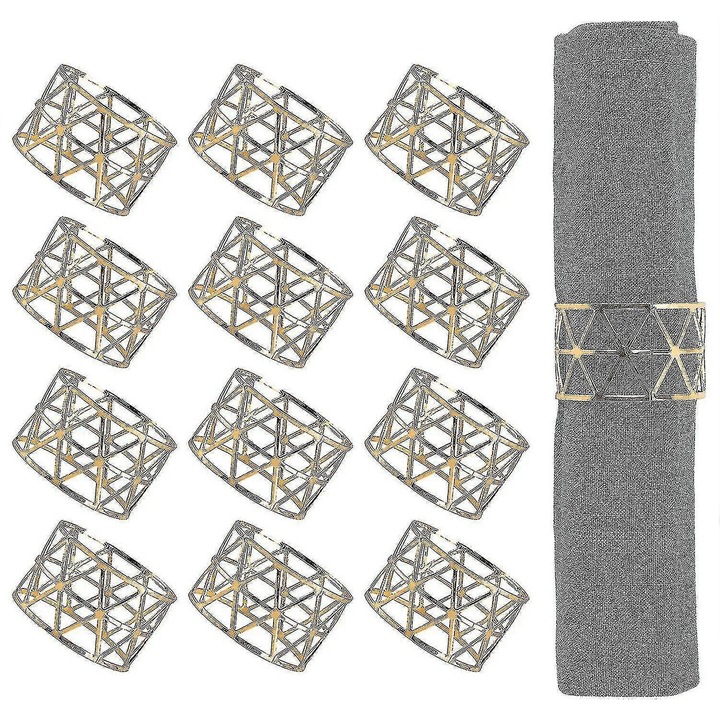 Комплект от 12 метални златни халки за салфетки 4.6x2.9cm