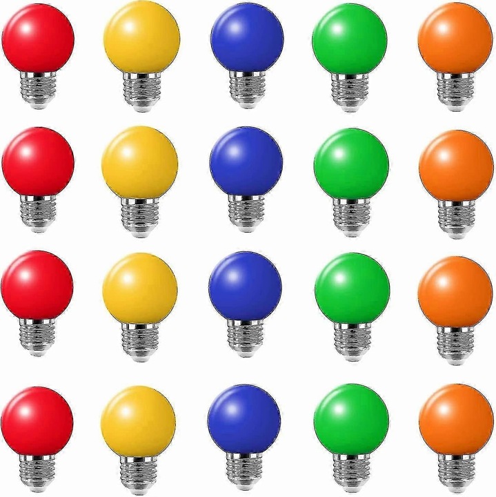 20 db E27 3W többszínű LED izzó készlet 180° 220V 100LM
