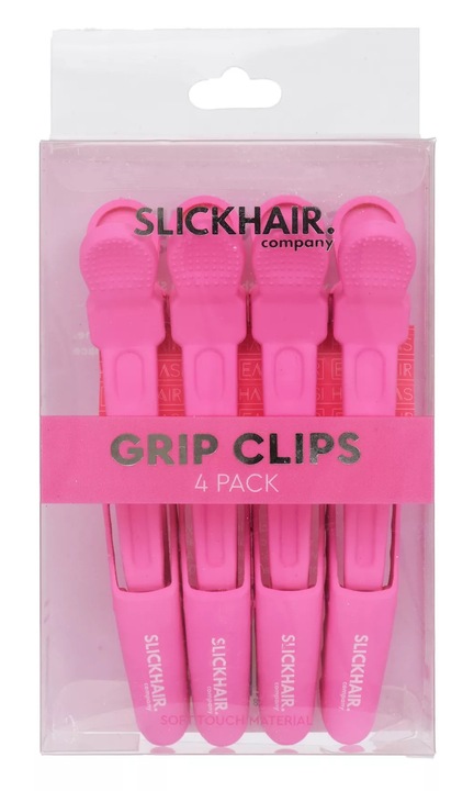 SLICK HAIR Grip Clip 4 darabos hajcsat szett, pink virágos, erős rögzítés, több hajtípushoz