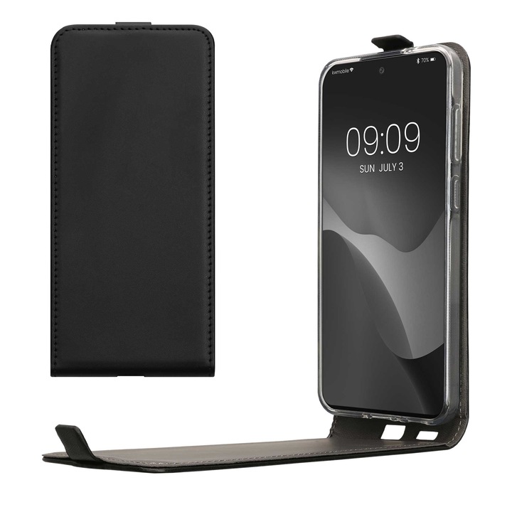 Husa tip flip Kwmobile pentru Samsung Galaxy A56 5G, inchidere magnetica, piele ecologica, negru