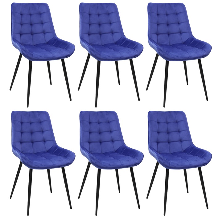 6 db szék szett, Baby Face textil anyag, kék, fokozott kényelem