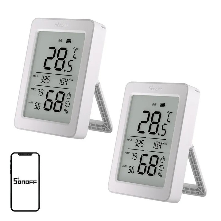 SONOFF ZigBee SNZB-02DR2 Hőmérséklet- és páratartalom-érzékelő, 2 darabos csomag