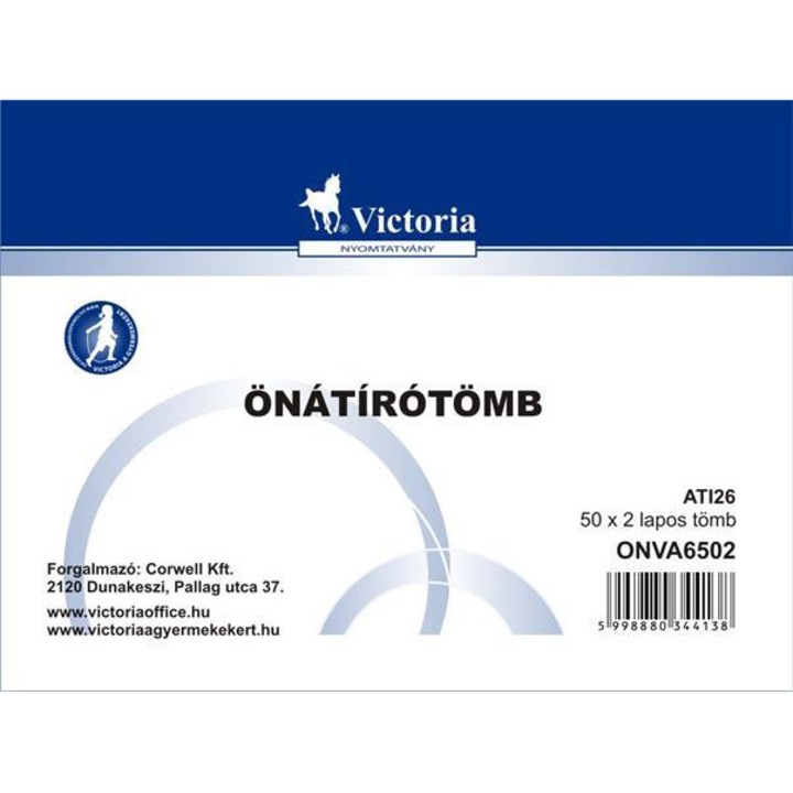 Bloc autocopiativ, A6, 50x2 coli, VICTORIA, 50 seturi/bloc