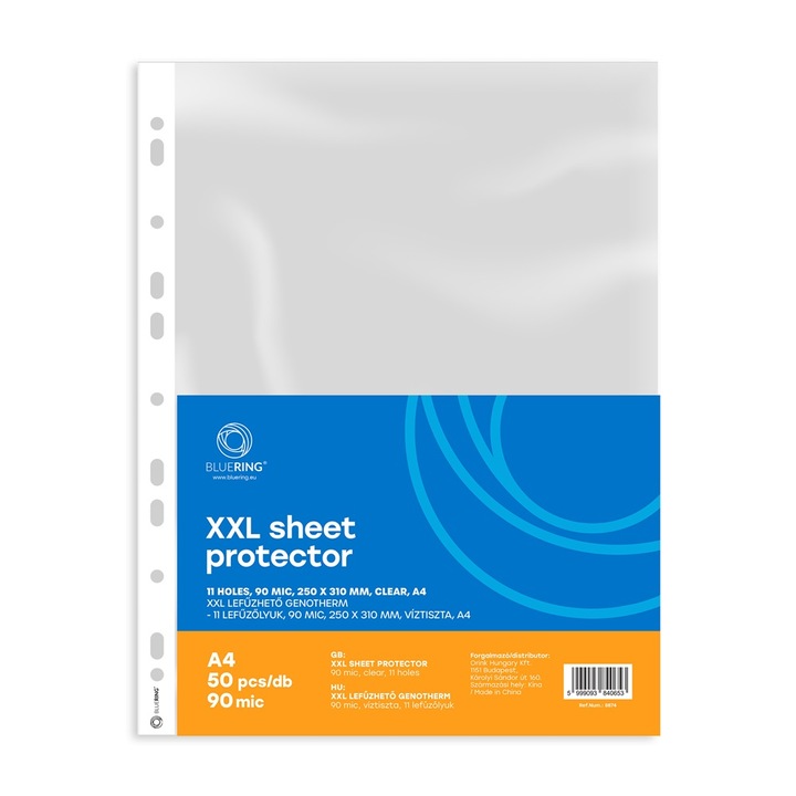 Folio de protecție Genotherm, A4, XXL 90 micron 250x310mm, Extra LAT transparent Bluering® 50 buc/pachet