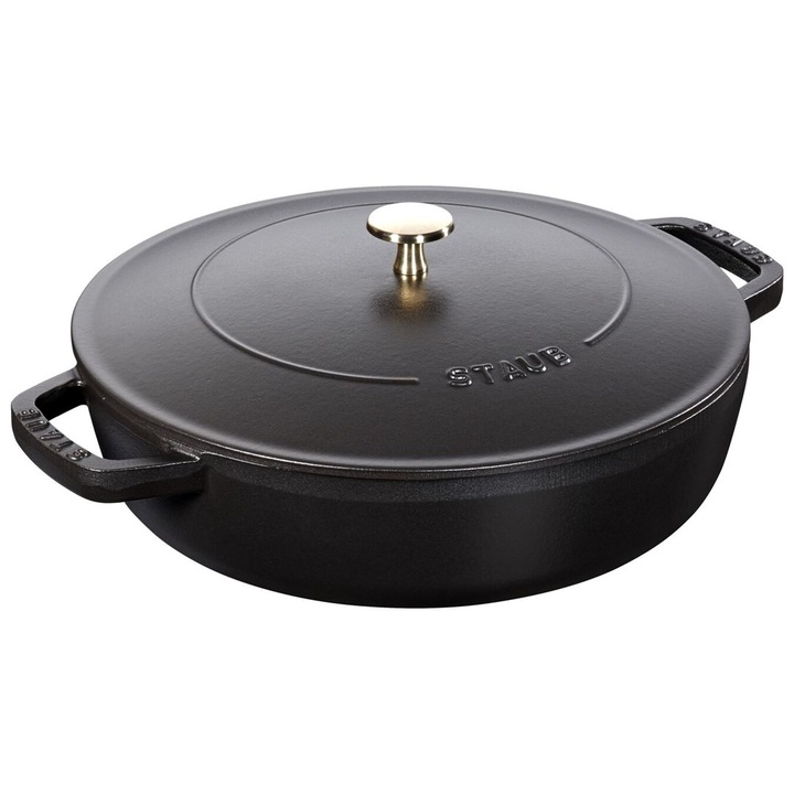Zwilling mély serpenyő 28cm fekete öntöttvas fedővel 3,7l