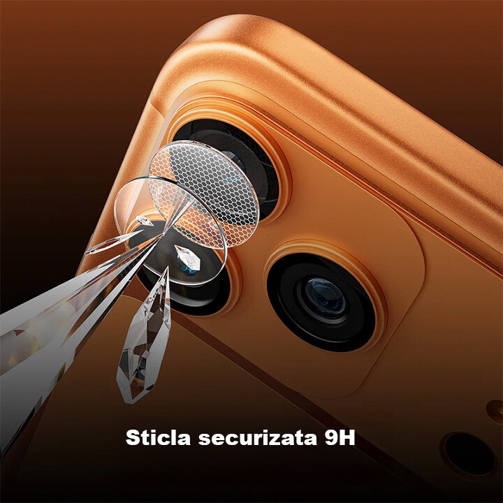 Protectie Camere Sticla Securizata Magnetica Compatibil Cu Apple iPhone 17 PRO MAX, HEYBINGO®, Full Cover, Protectie Completa, Ultra Rezistenta, Calitate Premium, Portocaliu