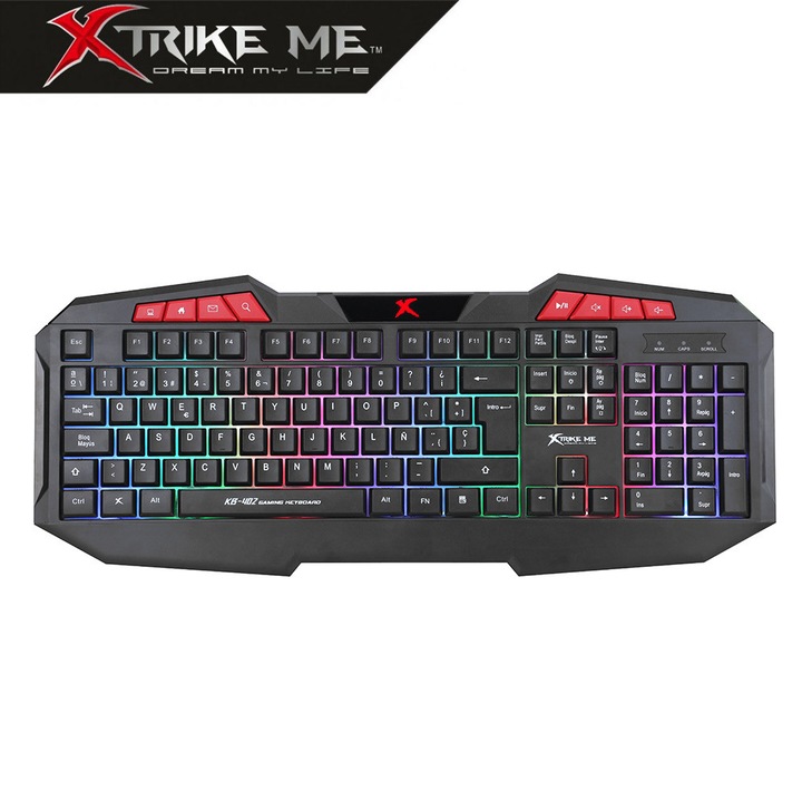 Xtrike Me KB-402 Gamer Billentyűzet, Szivárvány LED Világítás, 112 Gomb, USB, Multimédia, Fekete