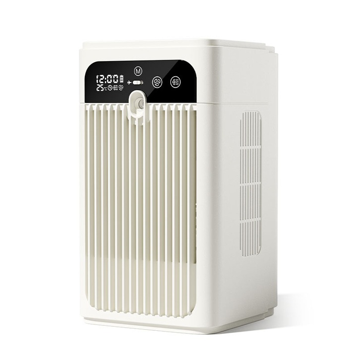 Asztali ventilátor, Aiorber, hűtő és párásító ventilátor permetezéssel, 500 ml-es víztartály, két sebességfokozat, HD kijelző panel, intelligens időzítő, fehér