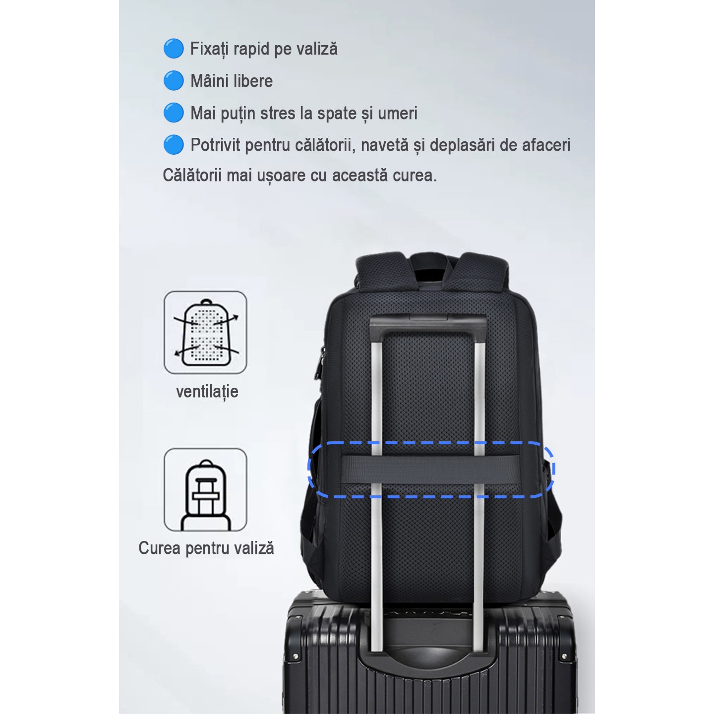 Geanta pentru laptop de 16, 2 inch, rucsac de birou de mare capacitate, rucsac de calatorie cu mai multe compartimente, rucsac pentru navetisti, echipat cu porturi duale Type-C si USB-A, material impermeabil, dimensiuni 45*30*17 cm, negru