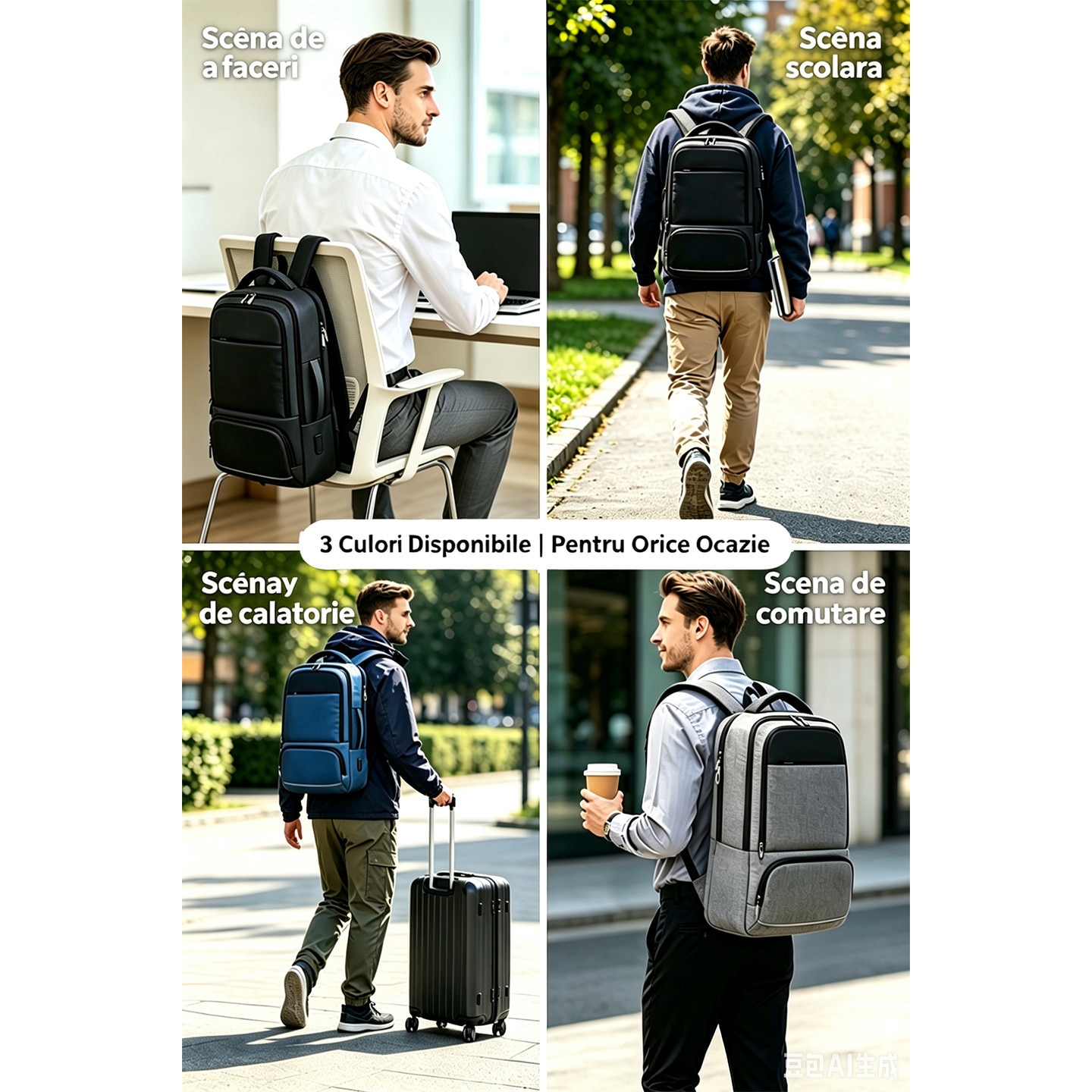 Geanta pentru laptop de 16, 2 inch, rucsac de birou de mare capacitate, rucsac de calatorie cu mai multe compartimente, rucsac pentru navetisti, echipat cu porturi duale Type-C si USB-A, material impermeabil, dimensiuni 45*30*17 cm, negru