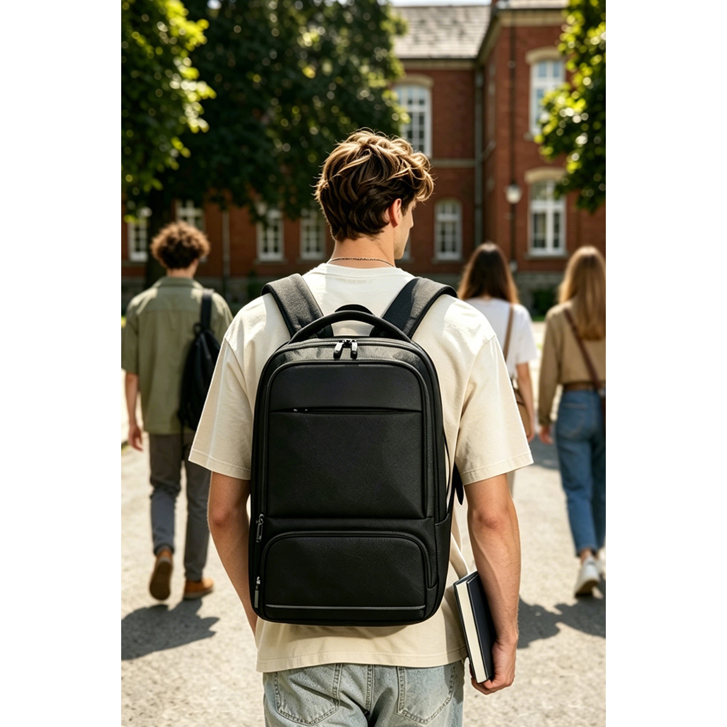 Geanta pentru laptop de 16, 2 inch, rucsac de birou de mare capacitate, rucsac de calatorie cu mai multe compartimente, rucsac pentru navetisti, echipat cu porturi duale Type-C si USB-A, material impermeabil, dimensiuni 45*30*17 cm, negru