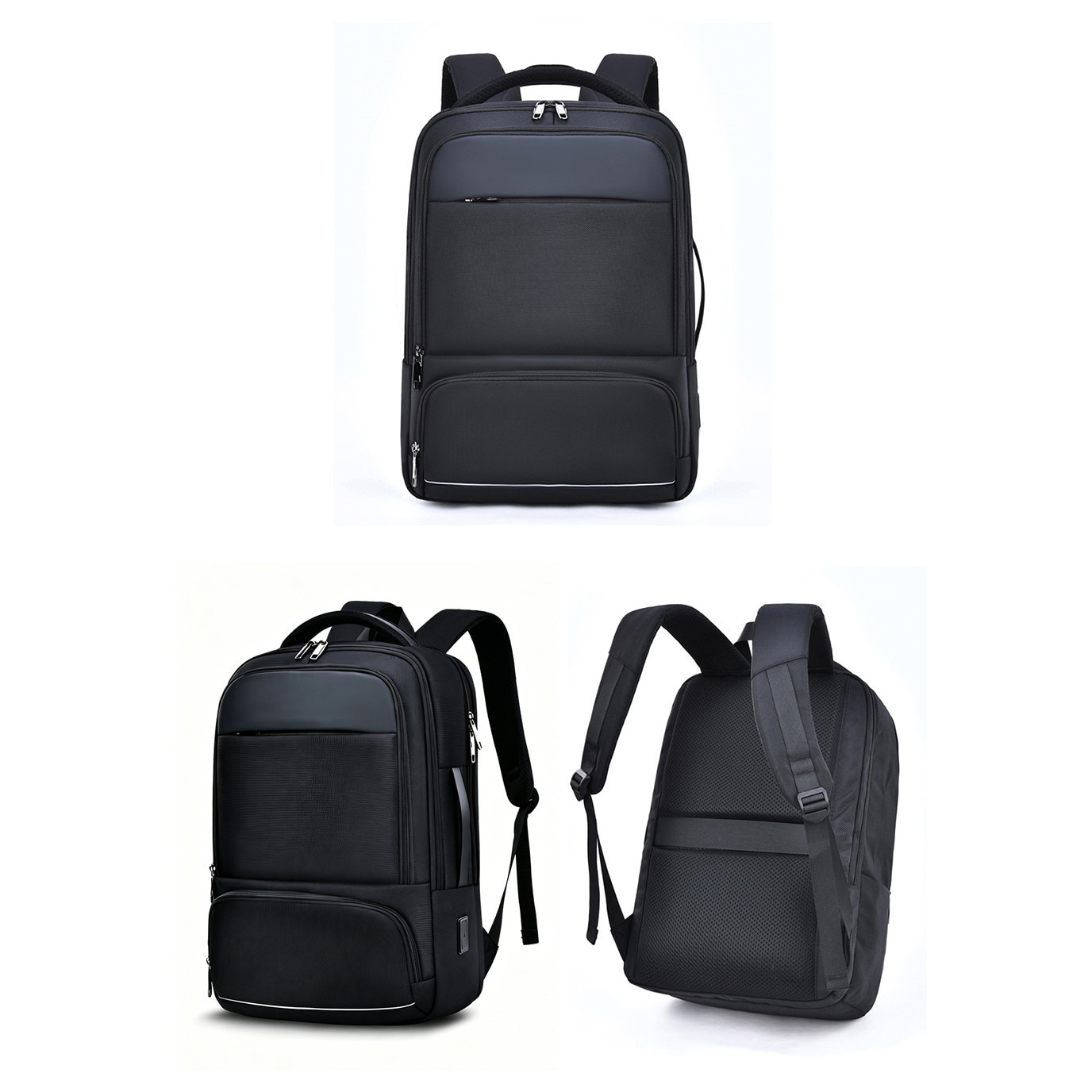 Geanta pentru laptop de 16, 2 inch, rucsac de birou de mare capacitate, rucsac de calatorie cu mai multe compartimente, rucsac pentru navetisti, echipat cu porturi duale Type-C si USB-A, material impermeabil, dimensiuni 45*30*17 cm, negru
