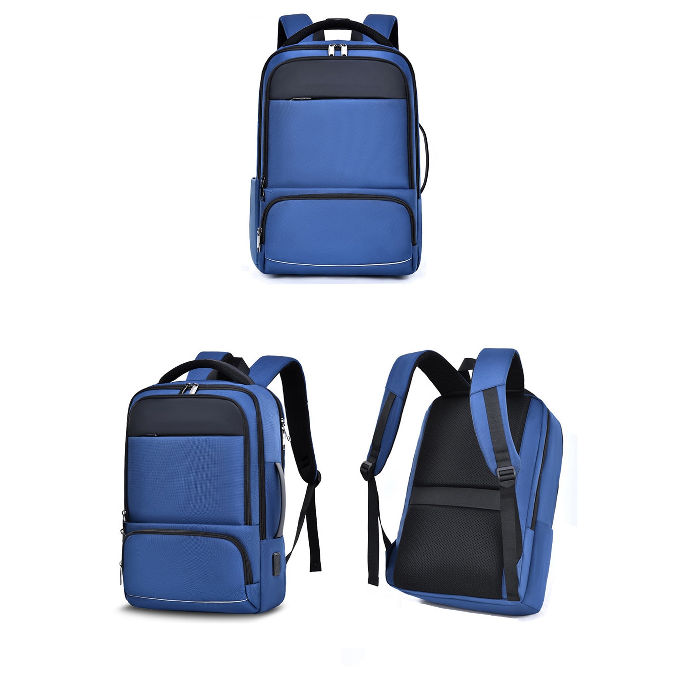 Geanta pentru laptop de 16, 2 inch, rucsac de birou de mare capacitate, rucsac de calatorie cu mai multe compartimente, rucsac pentru navetisti, echipat cu porturi duale Type-C si USB-A, material impermeabil, dimensiuni 45*30*17 cm, Albastru